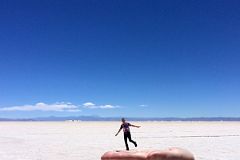 16 Standing On Her Hand At Salinas Grandes Dry Salt Lake Argentina